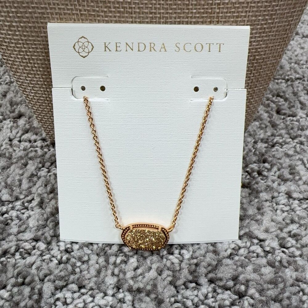 Kendra Scott Elisa Elisa Necklace Gold Tone Drusy Pendant Women Jewelry Signed